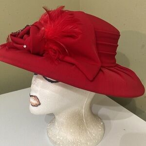 Beautiful Red Church Dress Hat by Natasia N Y